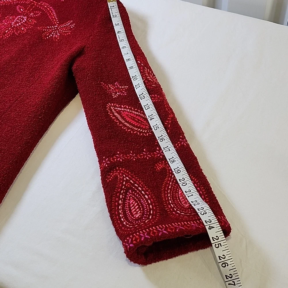 Linea by Louis Dell'Olio Red Textured Wool Blend Cardigan Jacket Size Small
